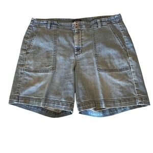 J Jill Chambray Shorts Women's 12 Blue 6" Inseam Button-Flap Utility Pockets